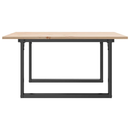 Mesa De Centro Marco O Madera Maciza Pino Y Acero 80x80x45 Cm_3