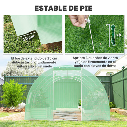Invernadero De Túnel Outsunny Acero Galvanizado, Pe Verde 600x300x200 Cm_4