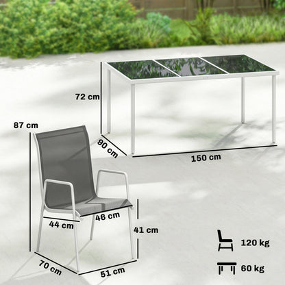 Outsunny Conjunto De Mesa Y Sillas Jardín De 7 Piezas_2