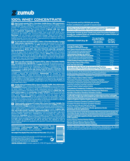 Zumub 100% Whey Concentrate 500 G  - Chocolate-Vainilla