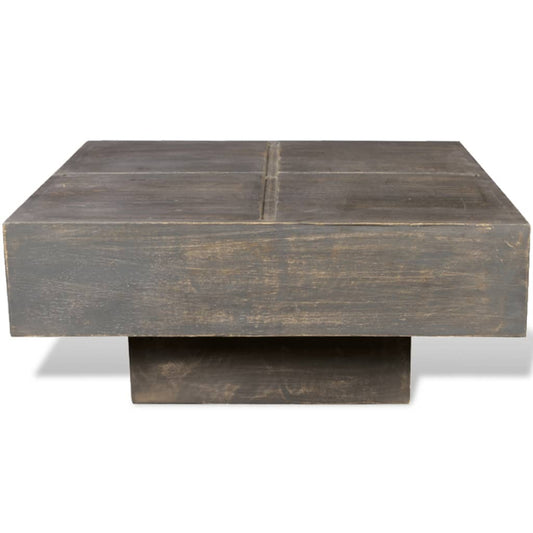 Mesa De Centro Cuadrada Madera Maciza De Mango Marrón Oscuro_0