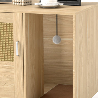 Pawhut Mueble Arenero Para Gatos Con Almohadilla Para Rascar 80x50x50 Cm Roble_4