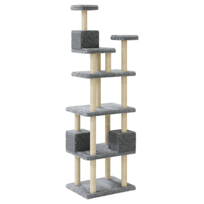 Rascador Para Gatos Con Postes De Sisal Gris Claro 188 Cm_5