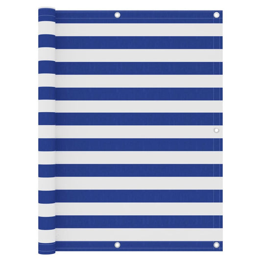Vidaxl Toldo Para Balcón Tela Oxford Blanco Y Azul 120x600 Cm_0
