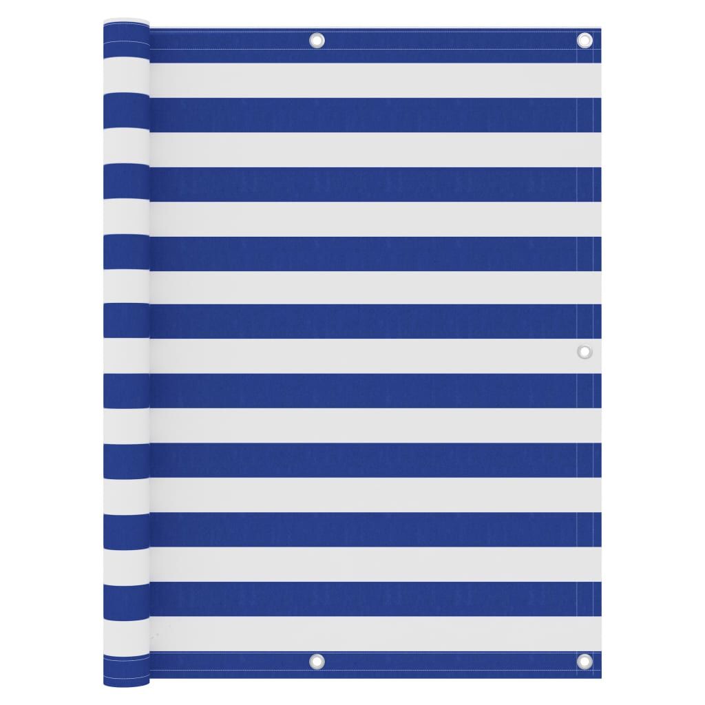 Vidaxl Toldo Para Balcón Tela Oxford Blanco Y Azul 120x300 Cm_0
