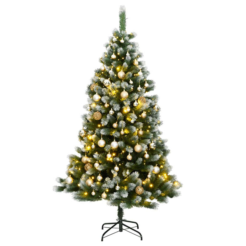 Vidaxl Árbol De Navidad Artificial Con Bisagras 150 Led Y Bolas 150 Cm_0