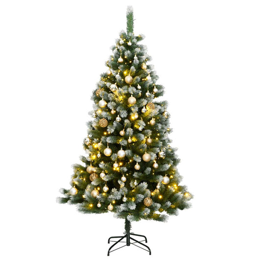 Vidaxl Árbol De Navidad Artificial Con Bisagras 300 Led Y Bolas 180 Cm_0