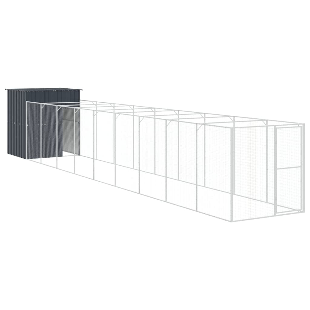 Vidaxl Caseta Perros Con Corral Acero Galvanizado Gris 165x1067x181 Cm_0