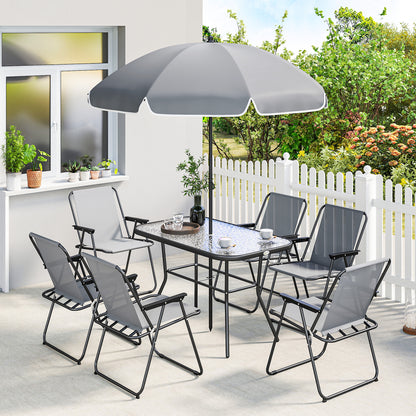 Outsunny Conjunto De Mesa Y Sillas Jardín De 8 Piezas Gris_1
