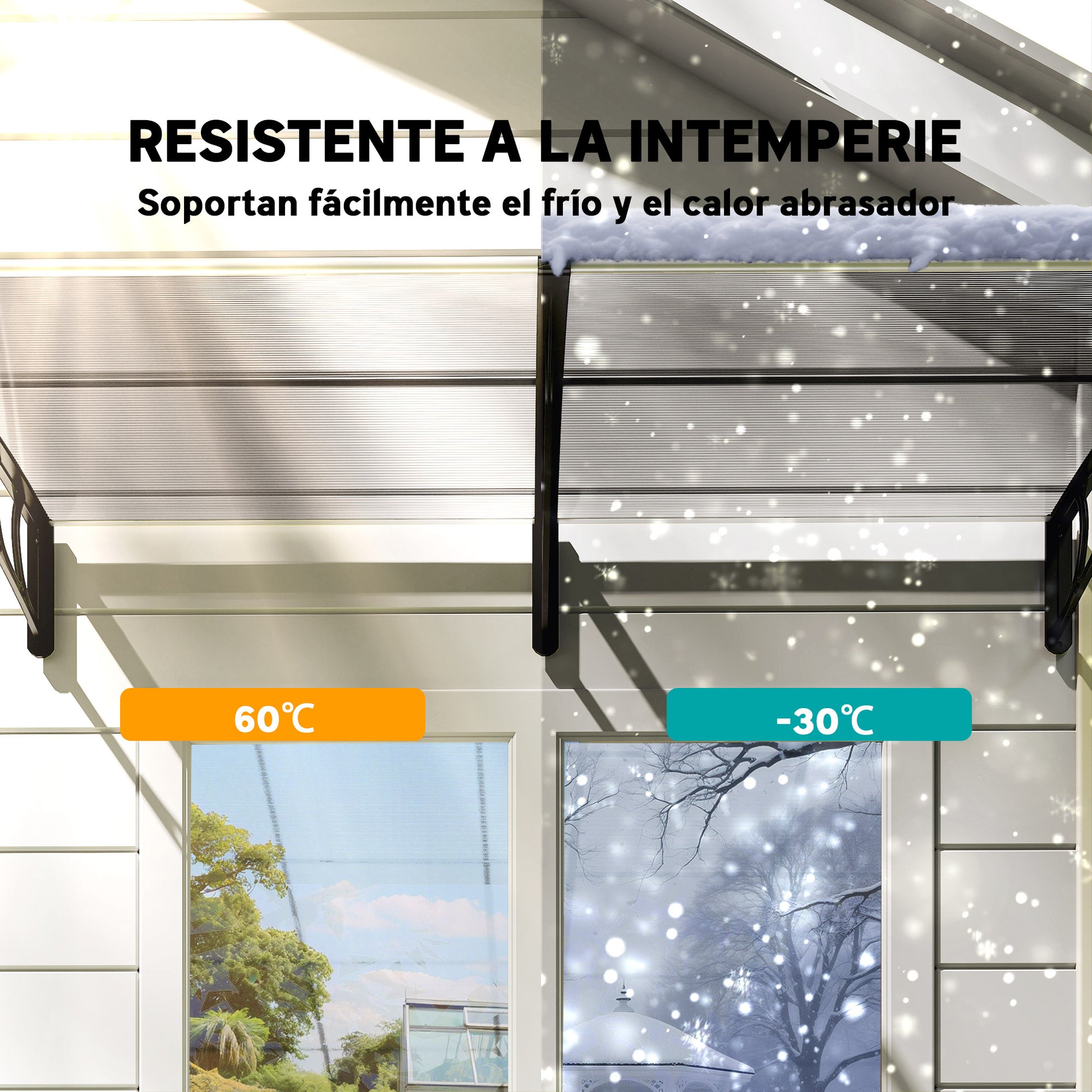 Outsunny Tejadillo De Protección 200x96 Cm Para Puertas Y Ventanas Transparente_5