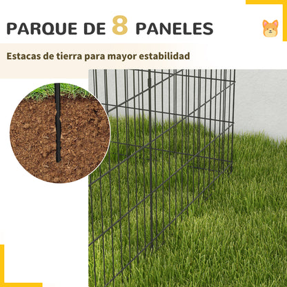 Pawhut Parque Para Perros De 8 Paneles 76x61 Cm Con Doble Cerradura Negro_5