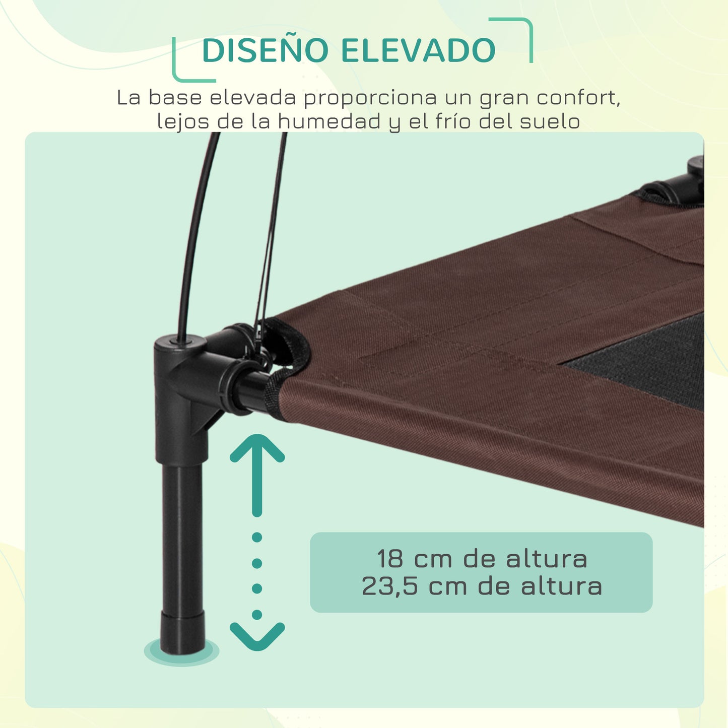 Pawhut Cama Elevada Para Mascotas Portátil Con Toldo Extraíble 61x46x62 Cm_5