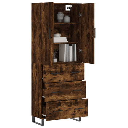 Aparador Alto Madera Contrachapada Roble Ahumado 69,5x34x180 Cm_2