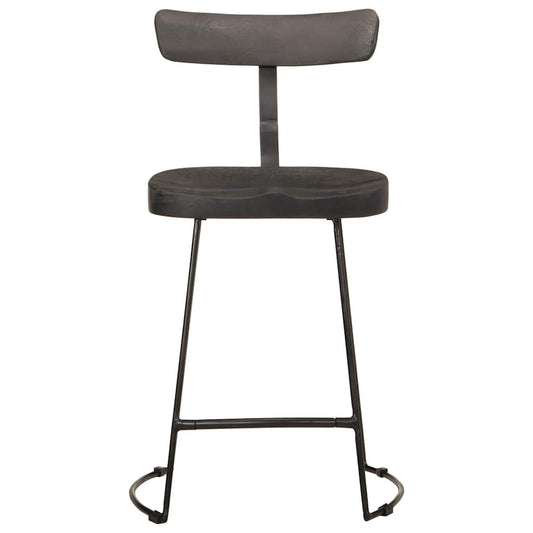 Taburetes De Barra 2 Uds Negro 49x43x79 Cm Madera Maciza Mango_0