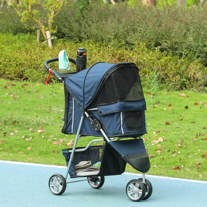Pawhut Carrito Para Perros Plegable Con Cesta De Almacenaje 75x45x97 Cm Azul_1