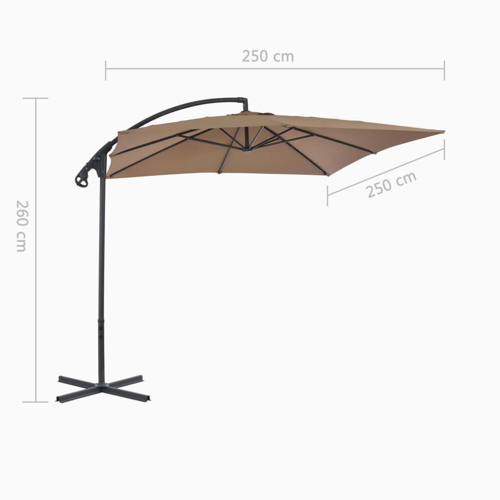 Vidaxl Sombrilla De Jardín Voladiza Con Palo De Acero Taupe 250x250 Cm_2