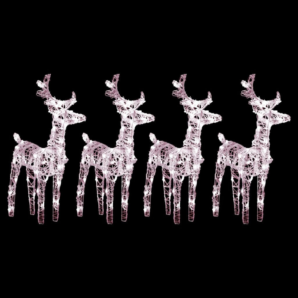 Vidaxl Renos De Navidad 4 Unidades 160 Leds Blanco Cálido Acrílico_1