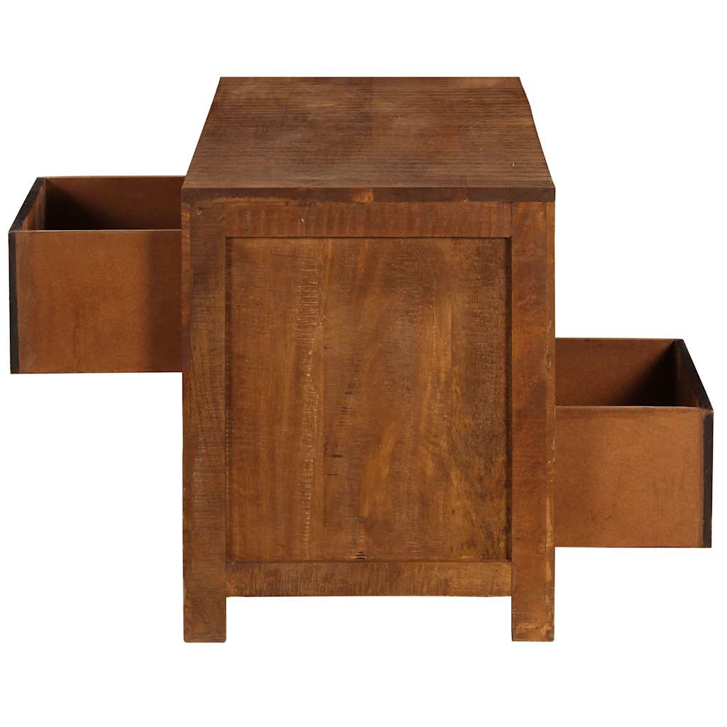 Mesa De Centro Con 2 Cajones Madera Maciza De Mango 90x40x50 Cm_4