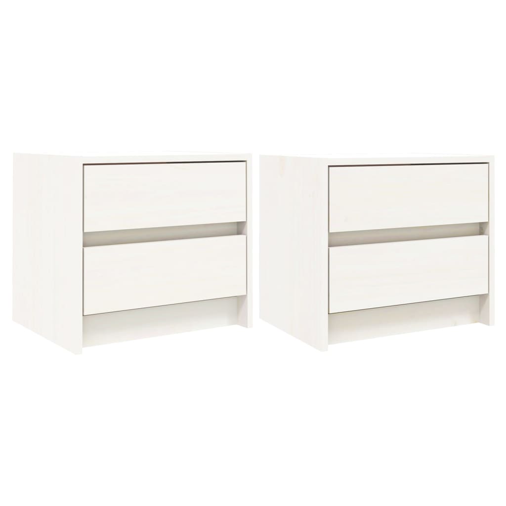 Mesitas De Noche 2 Uds Madera Maciza Pino Blanco 40x31x35,5 Cm_0