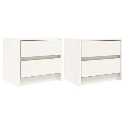 Mesitas De Noche 2 Uds Madera Maciza Pino Blanco 40x31x35,5 Cm_0
