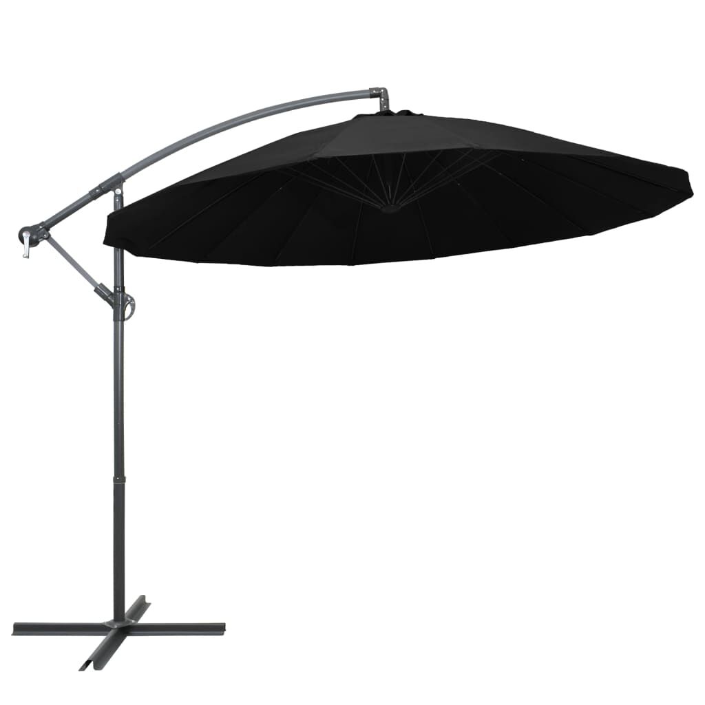 Vidaxl Sombrilla Colgante Con Palo De Aluminio Negra 3 M_0