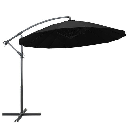 Vidaxl Sombrilla Colgante Con Palo De Aluminio Negra 3 M_0