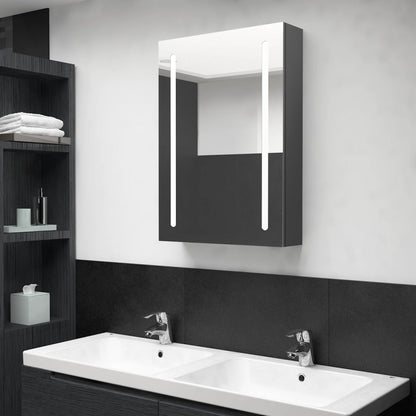 Armario De Baño Con Espejo Y Luz Led Gris 50x13x70 Cm_0