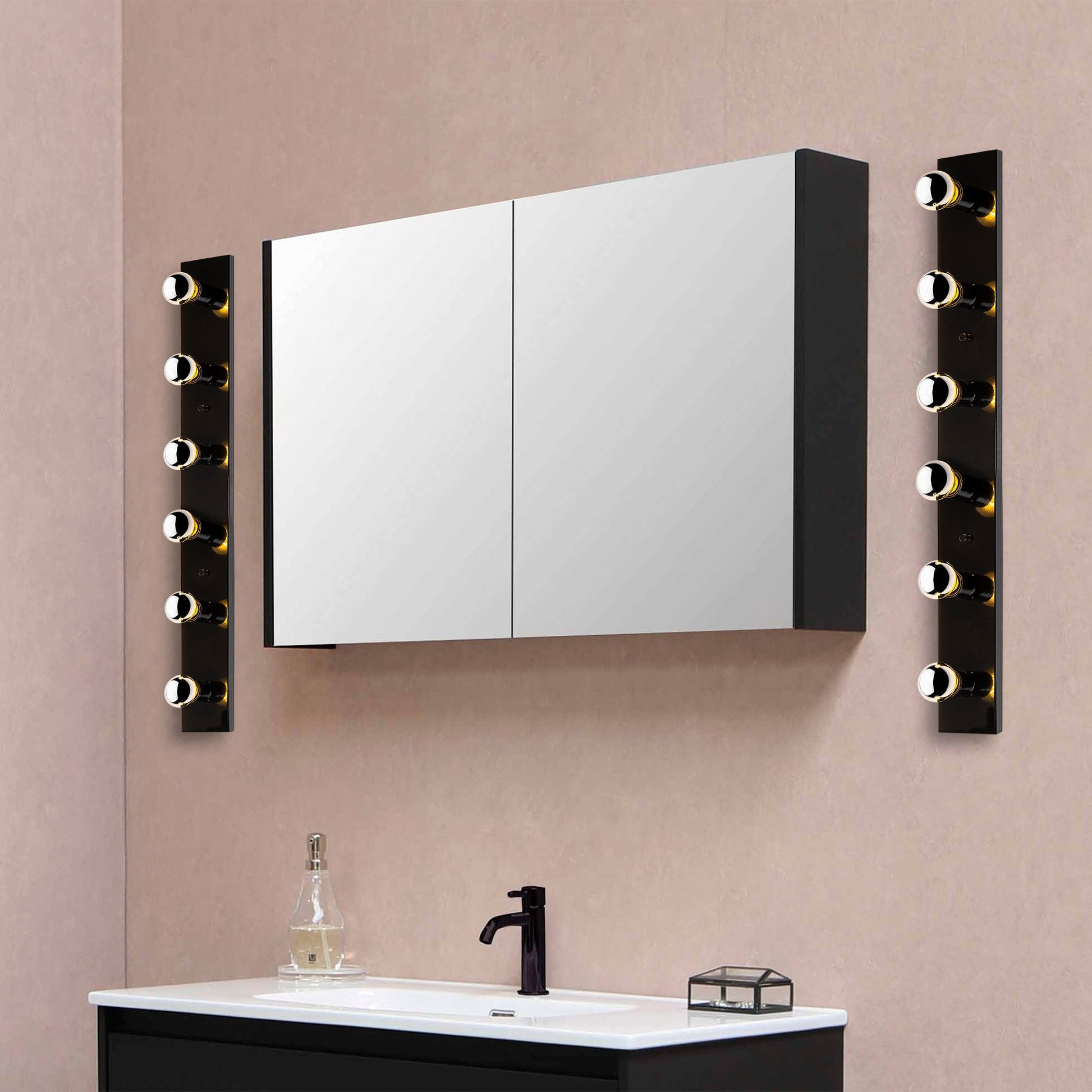 Aplique De Pared, Metal , Negro, 10x10x91, Casquillo 6 X E27 Max 40 W_3