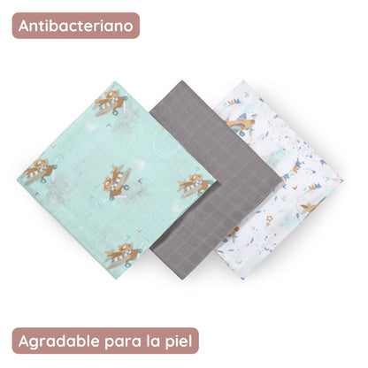 Pack 3 Muselinas Bambú Organico 70x70 Cm Plane_3