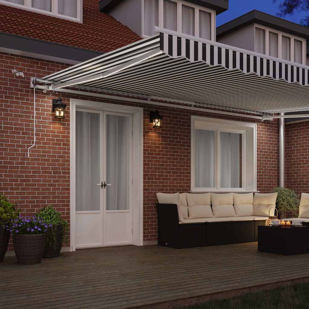 Toldo Retráctil Automático Luz Led Antracita Blanco 500x300 Cm_2
