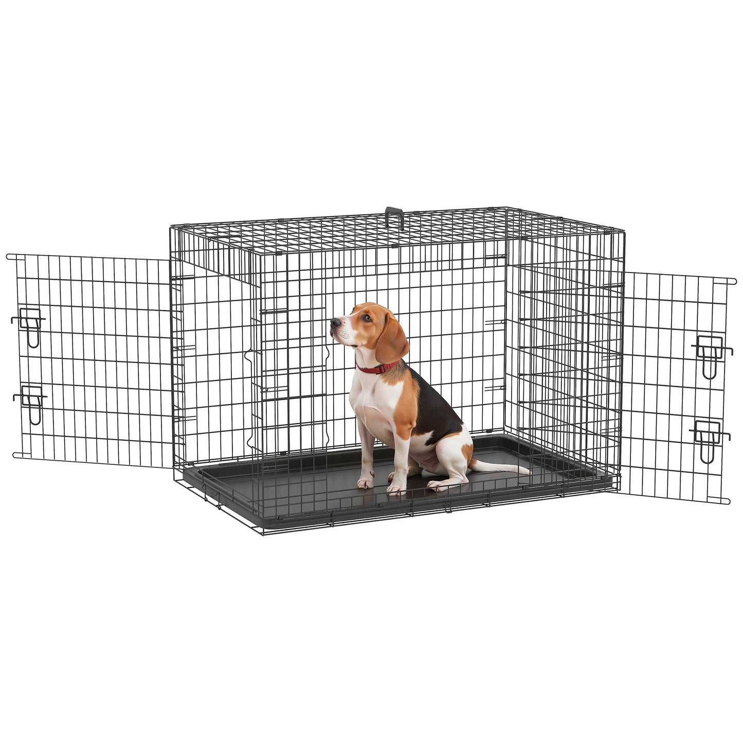 Pawhut Transportín Jaula De Transporte De Metal Para Perro 90x57,5x62 Cm Negro_0