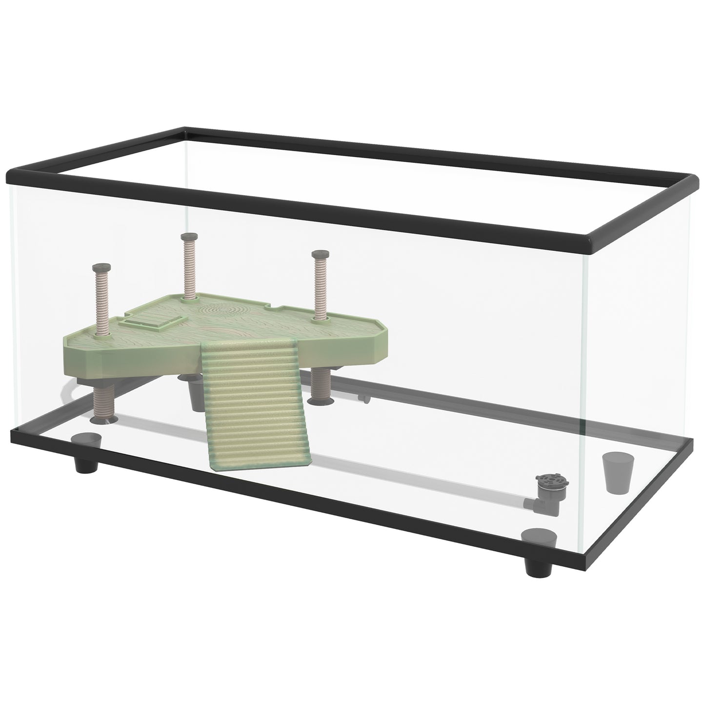 Pawhut Acuario Para Tortugas 50l Con Plataforma Rampa Termómetro 60x30x32 Cm_0
