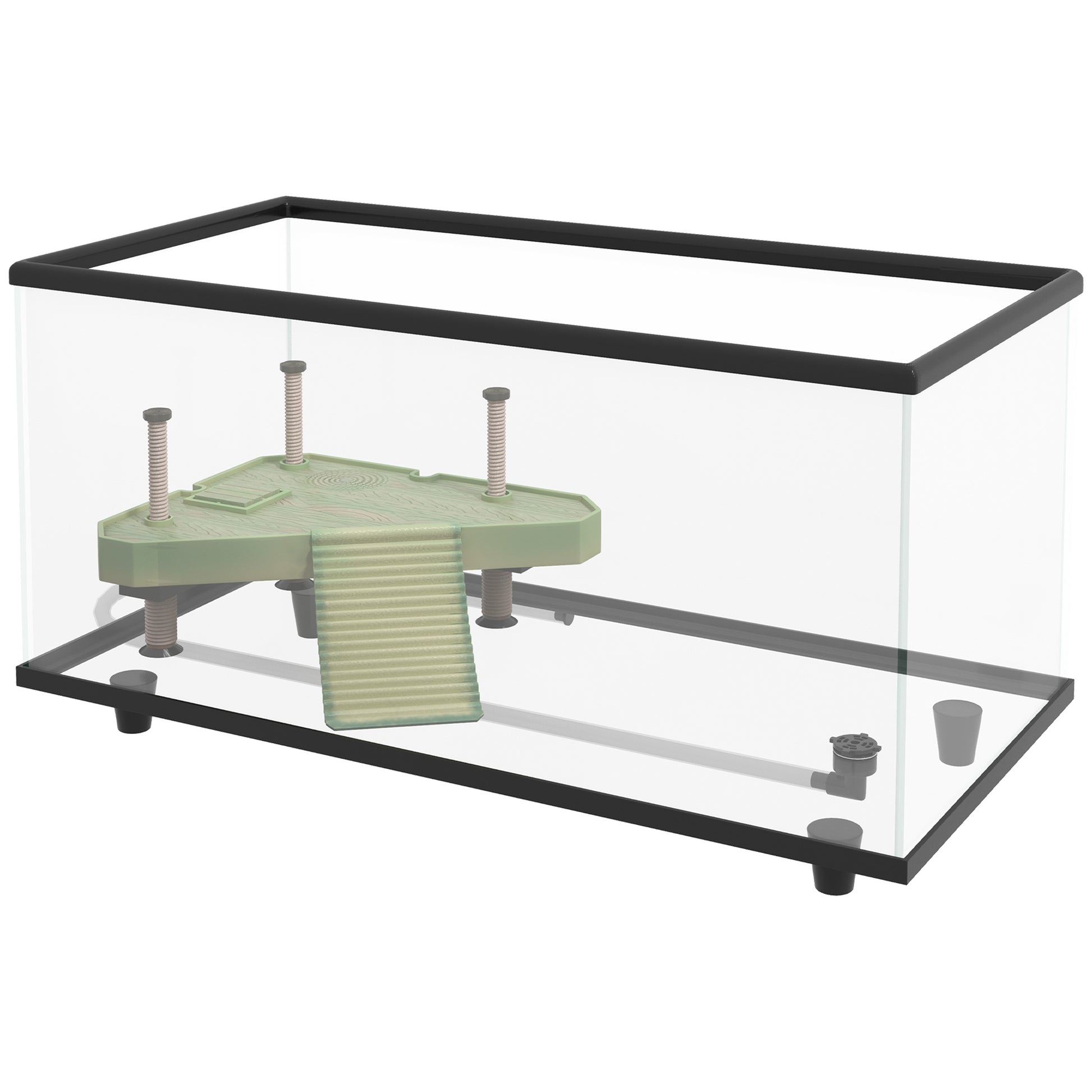 Pawhut Acuario Para Tortugas 50l Con Plataforma Rampa Termómetro 60x30x32 Cm_0