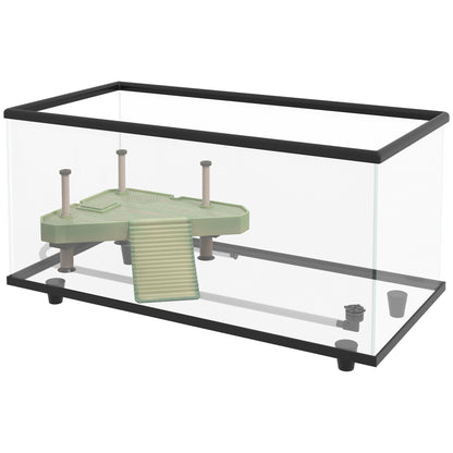 Pawhut Acuario Para Tortugas 50l Con Plataforma Rampa Termómetro 60x30x32 Cm_0