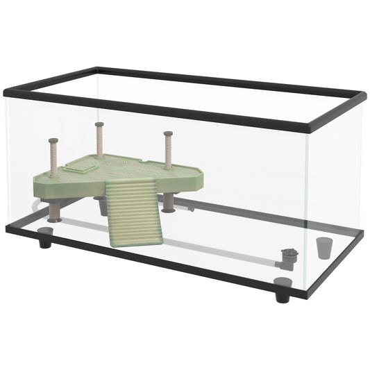 Pawhut Acuario Para Tortugas 50l Con Plataforma Rampa 60x30x32 Cm_0