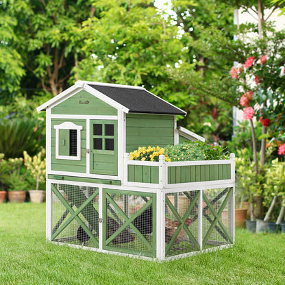 Pawhut Gallinero De Madera Exterior Con Corral Jardinera Y Bandeja 110x109x124cm_1