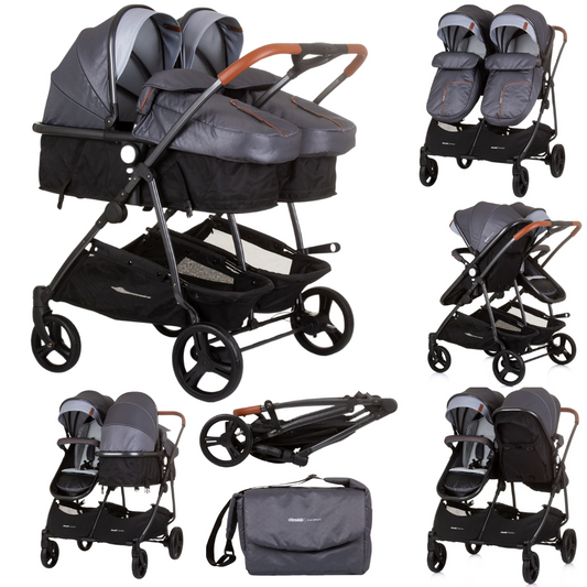 Carrito De Bebé Gemelar Dúo Smart Silver Grey_0