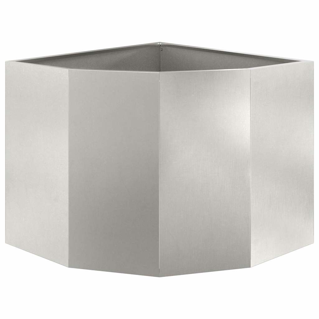 Macetero De Esquina Plateado 60 X 60 X 50 Cm Acero Inoxidable_4