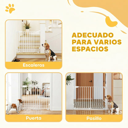 Pawhut Barrera De Seguridad Para Perros, Ancho 74,5-111,5 Cm Con Pestillo Blanco_4