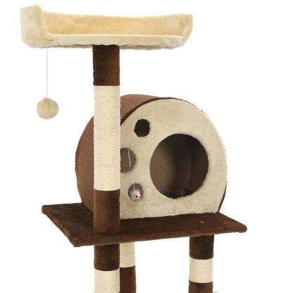 Vidaxl Rascador Para Gatos Con Postes De Sisal 127 Cm Beige Y Marrón_3
