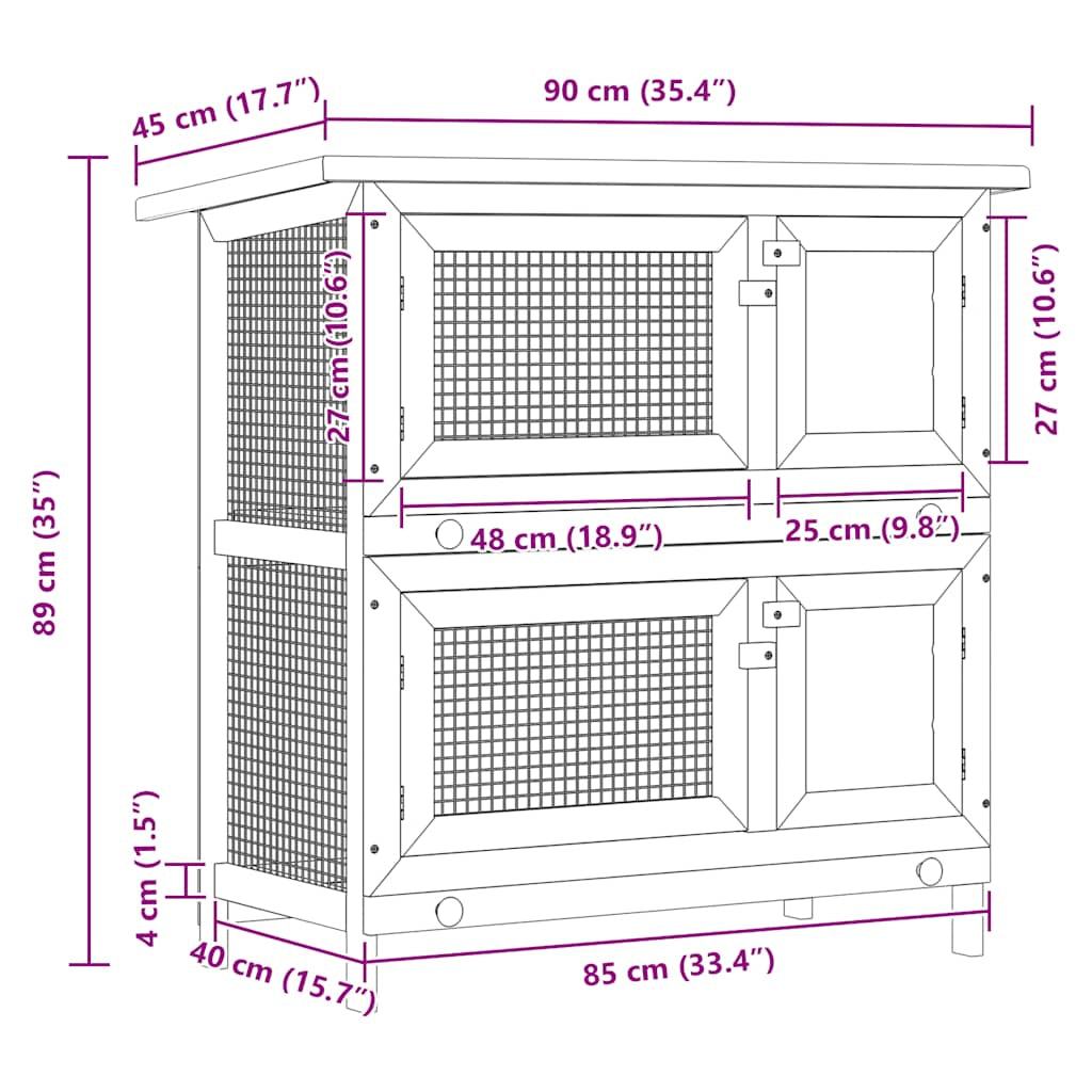 Vidaxl Casa De Animales Pequeños Jaula Conejera 4 Puertas Madera_2