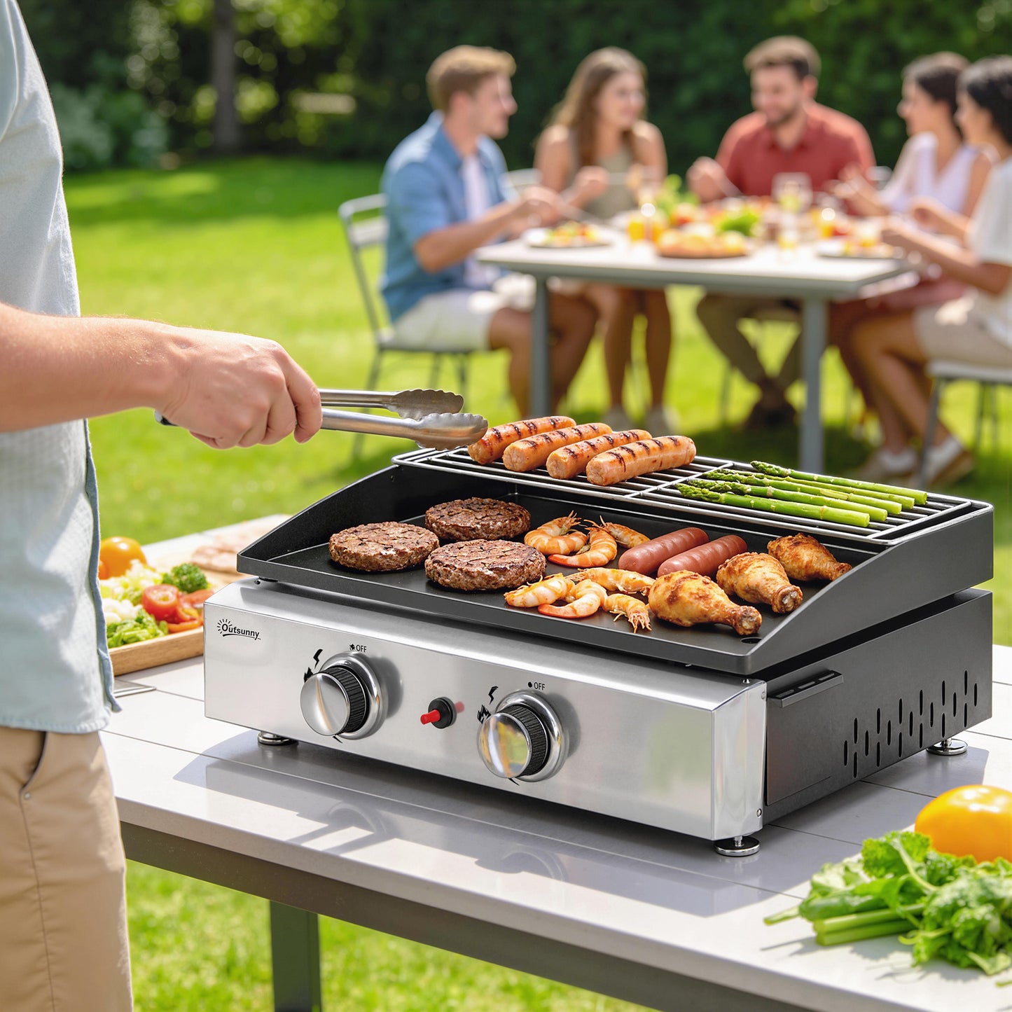 Outsunny Barbacoa De Gas Bbq Gas Con 2 Quemadores 5 Kw_1