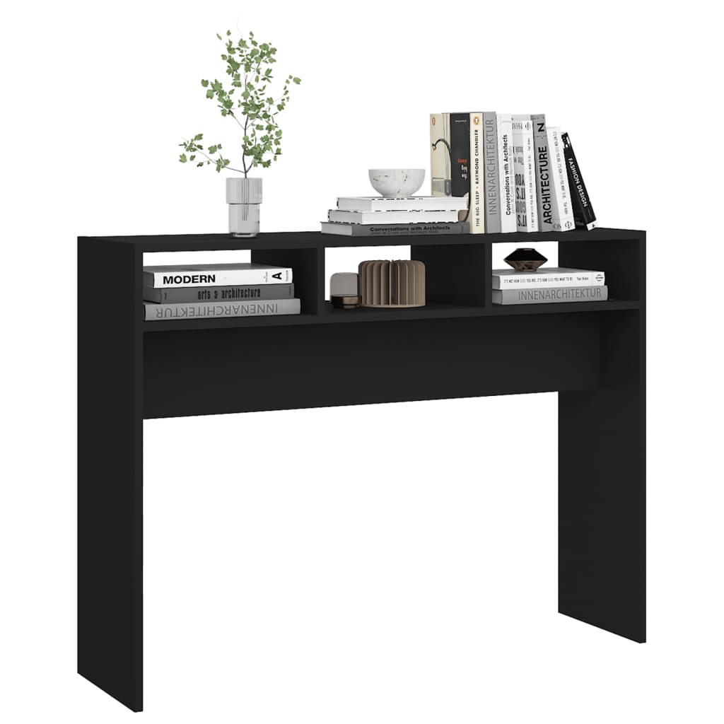 Mesa Consola Madera Contrachapada Negro 105x30x80 Cm_2