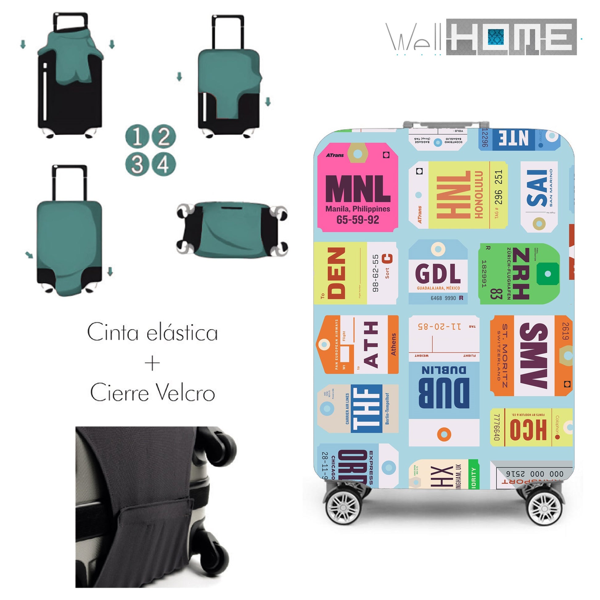 Set De 2 Maletas Trolleys Con Funda Protectora'city Plates'_2
