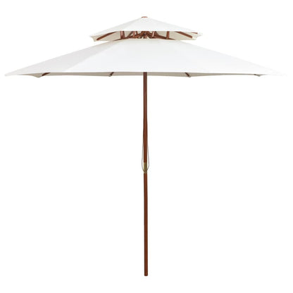 Vidaxl Sombrilla De Dos Niveles Palo De Madera Blanco Crema 270x270 Cm_0