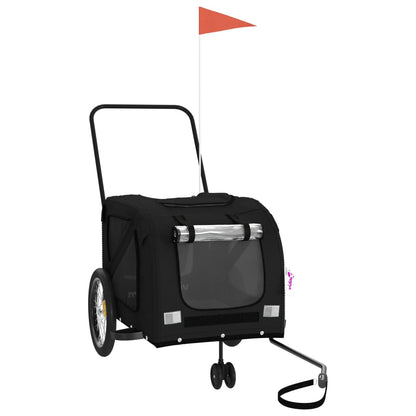 Remolque De Bicicleta Mascotas Hierro Tela Oxford Negro_0