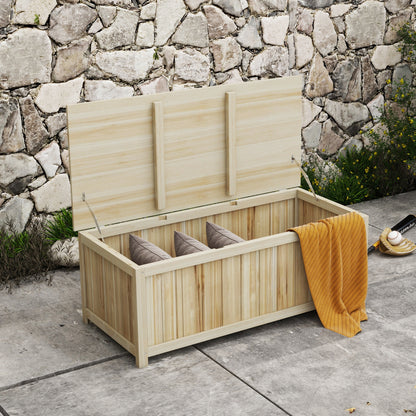 Outsunny Arcón Exterior De Madera 172 L Con Tapa Abatible Madera Natural_1