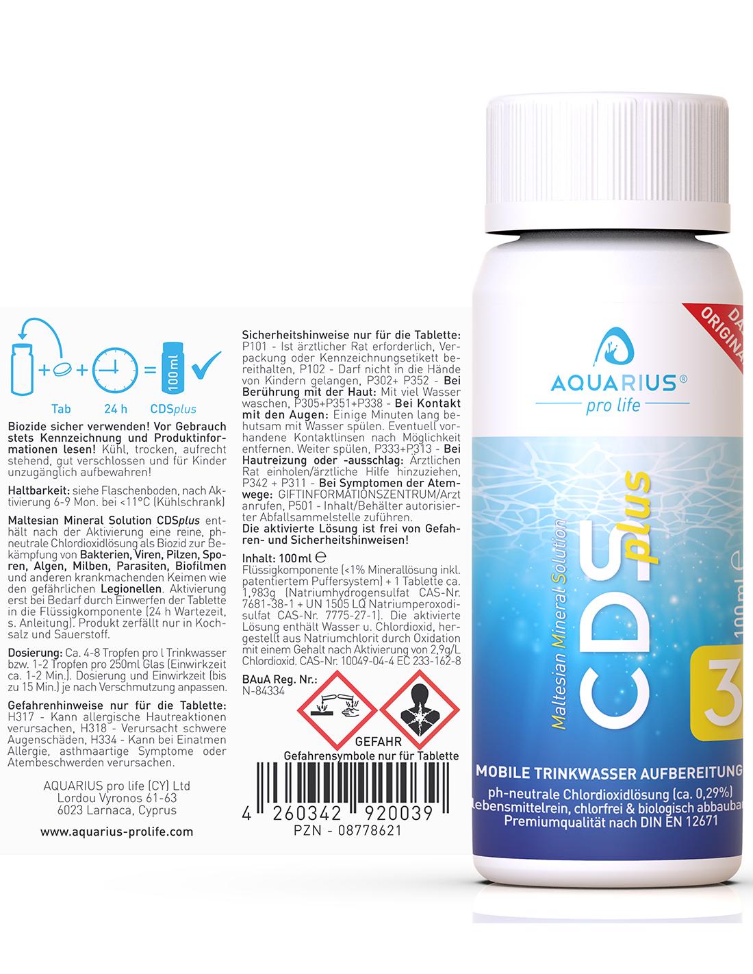 Aquarius Pro Life - Cdsplus | 100 Ml Solución Activable De Dióxido De Cloro_3