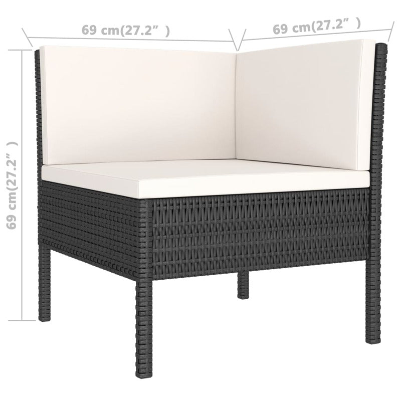 Vidaxl Set De Muebles De Jardín 3 Pzas Y Cojines Ratán Sintético Negro_5