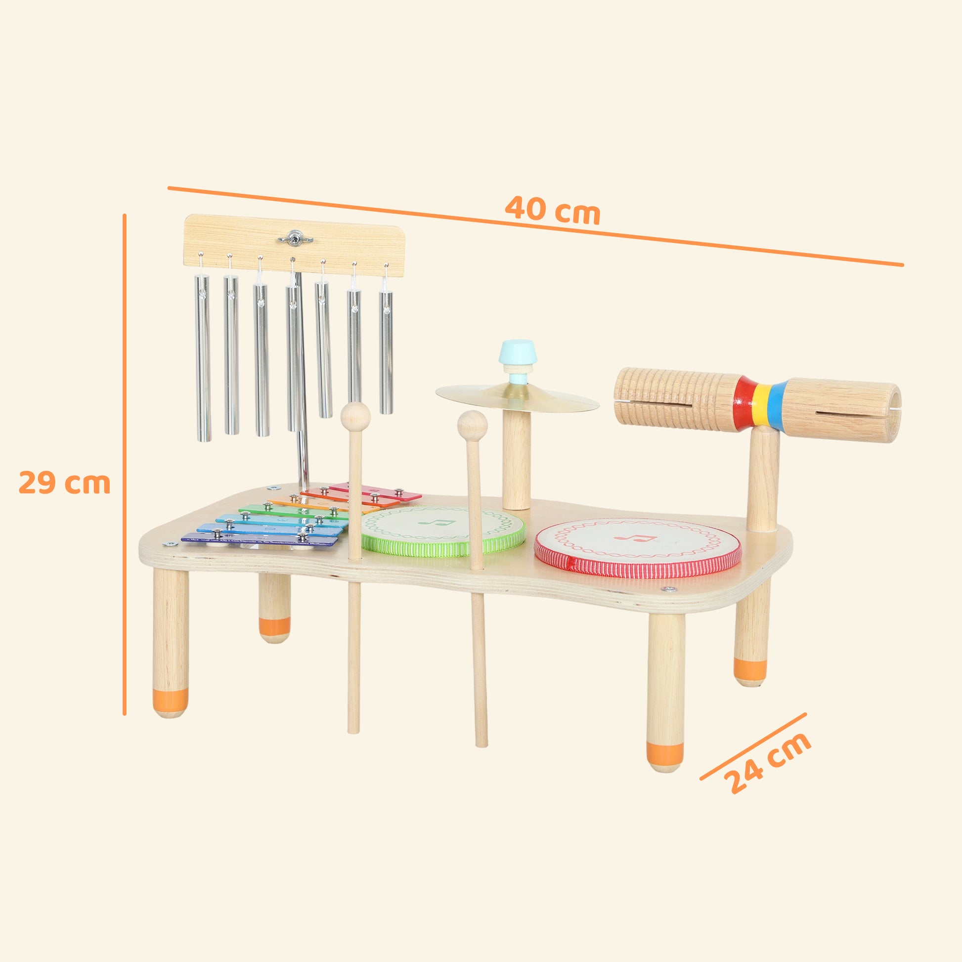 Aiyaplay Instrumentos Musicales Infantiles De Madera Con Tambor Y Xilófono_2